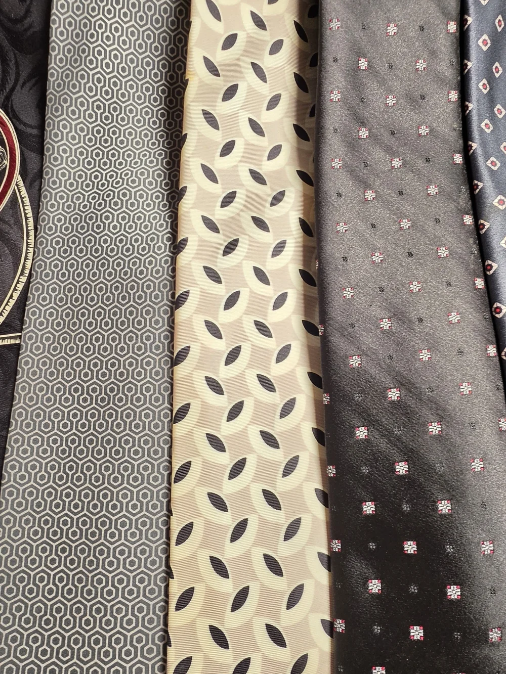 Men's Mixed Pattern Tie Set - Black, Navy, Brown, Cream